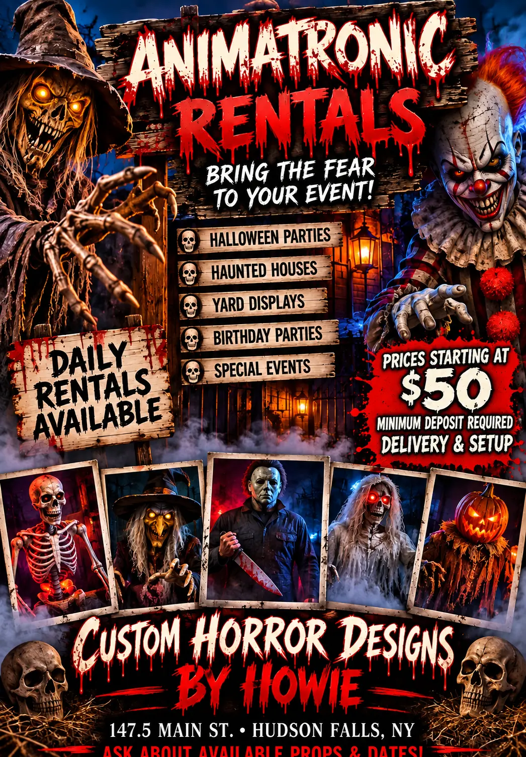 Animatronic rentals promotional flyer