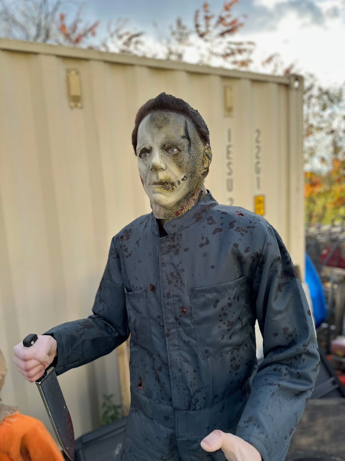 Custom Michael Myers figure in bloodied coveralls