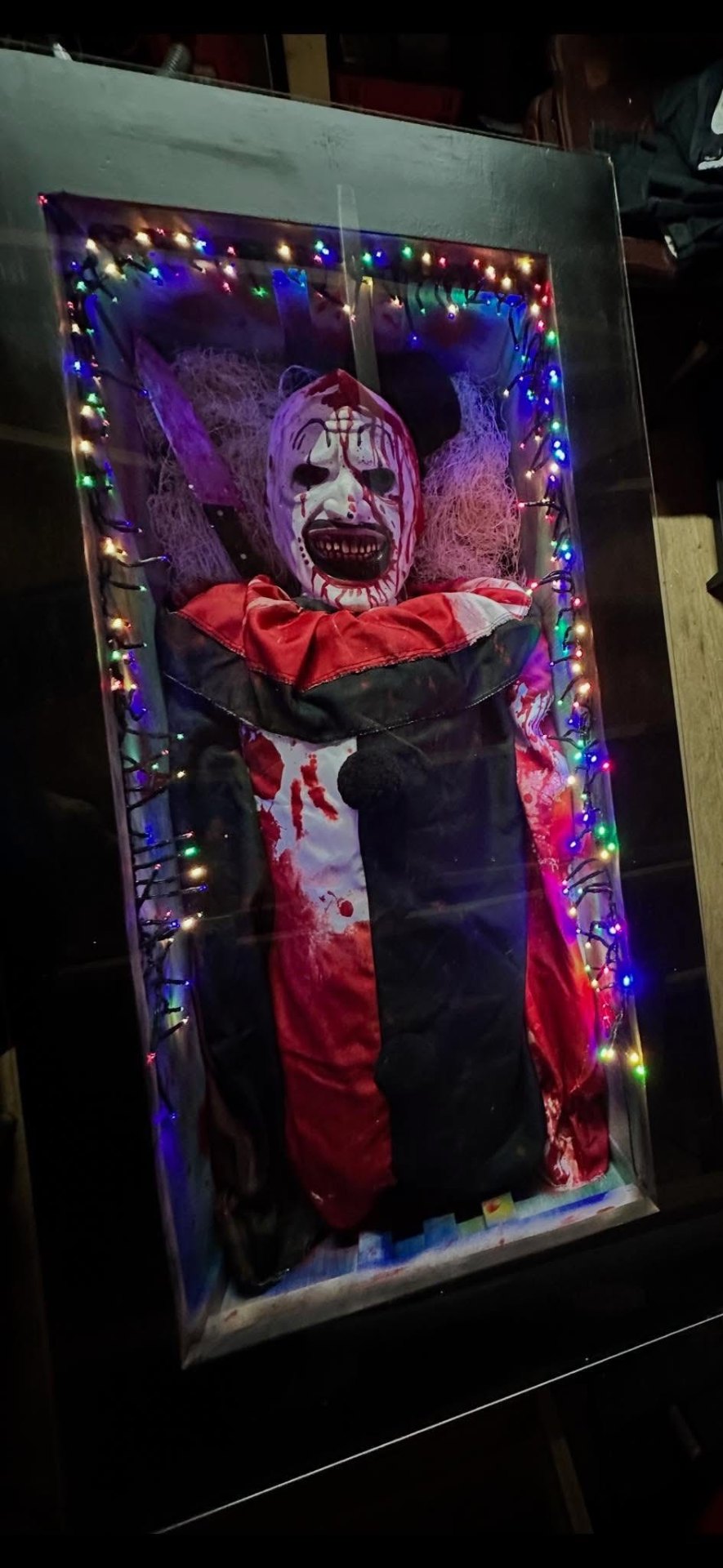 Art the Clown lighted shadow box