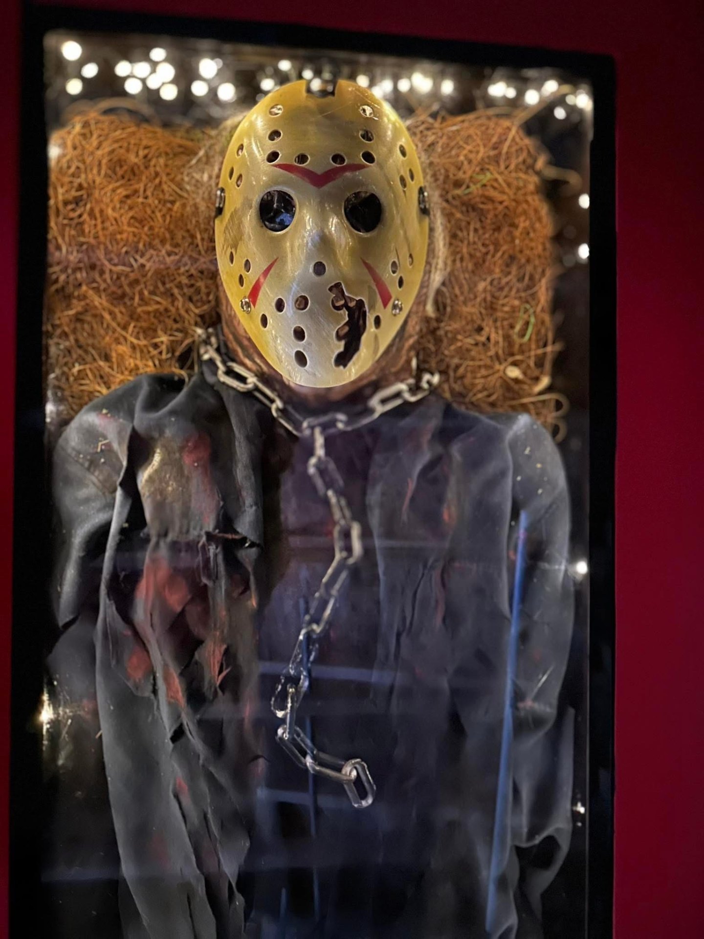 Jason Voorhees chained scarecrow display